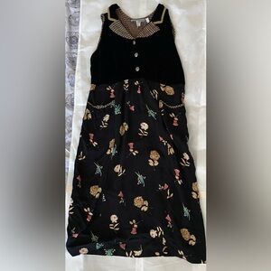 Vintage dress velvet and mixed print Medium